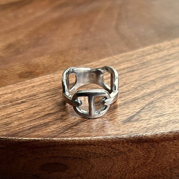 New Sterling Silver 925 ANCHOR CHAIN LINK RING, Statement Ring Size 7 - Picture 1 of 5